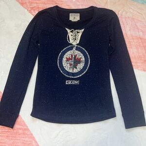 CCM Winnipeg Jets Navy Blue Long Sleeve Shirt